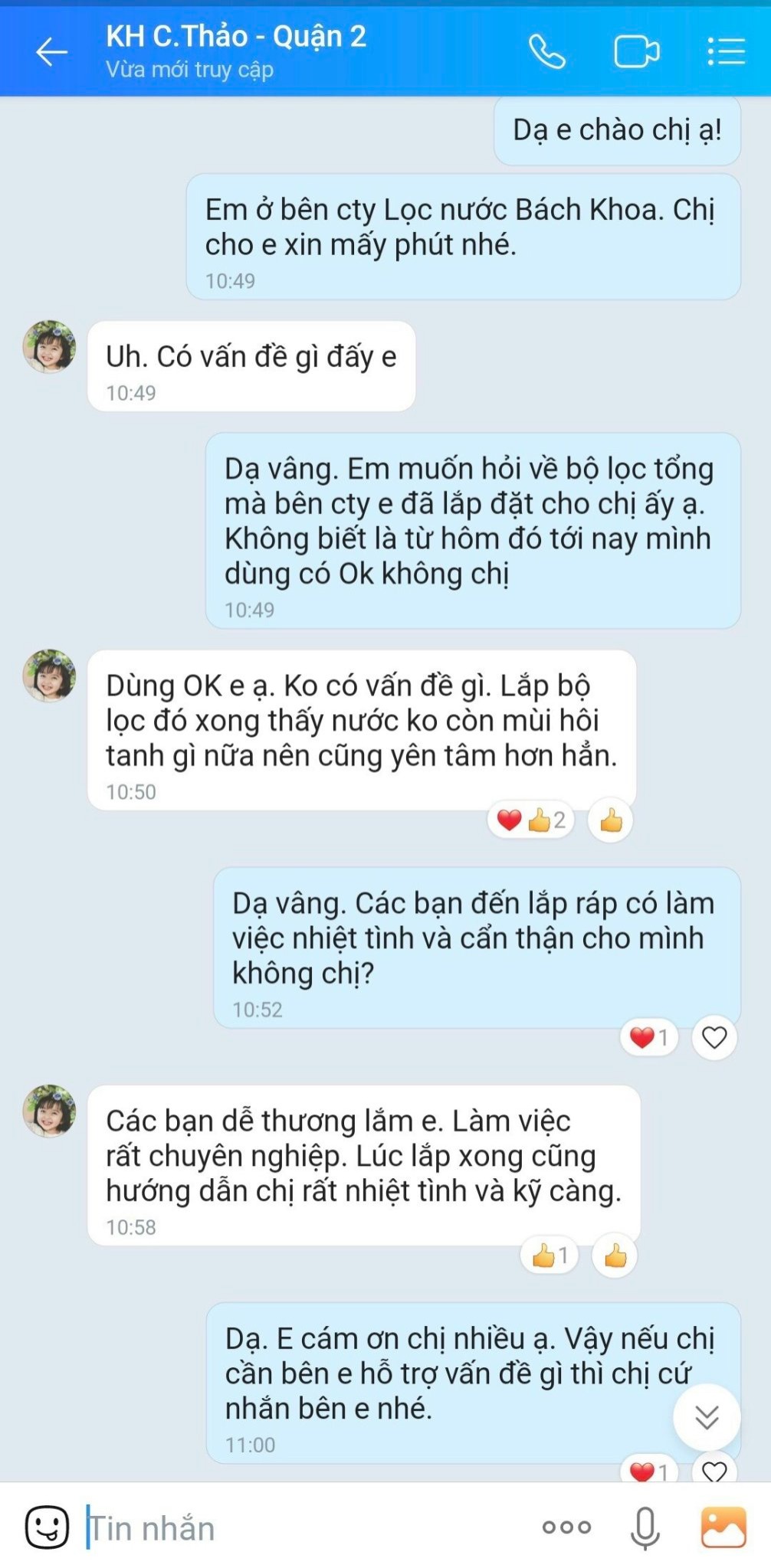 Khách hàng Chị Thảo - Quận 2